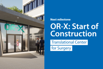 Green light for the start of construction of the OR-X Visualization of the entrance to the new surgical research and teaching center.
