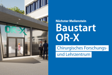 Grünes Licht für den Baustart des OR-X Visualisierung des Eingangs des neuen chirurgischen Forschungs- und Lehrzentrums.