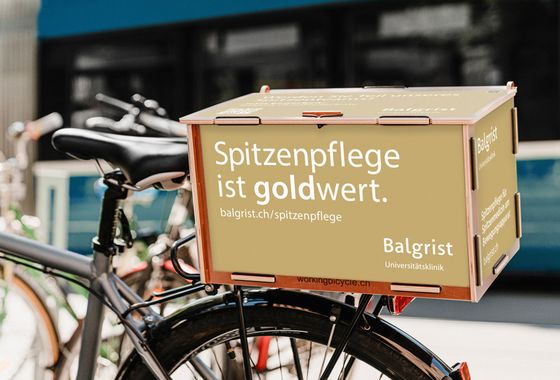 Eine Velobox der Pflegekampagne, die noch bis am 7. Mai läuft.
