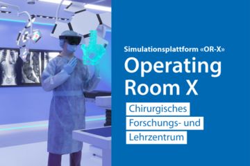 Der Balgrist lanciert den «Operation Room X». Visualisierung einer Simulationsplattform, in der ein Chirurg ein Hologramm betrachtet.