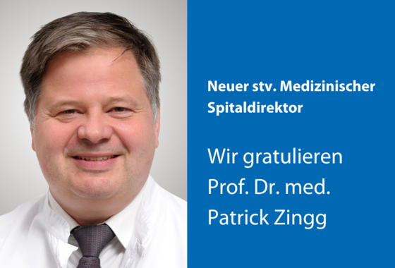 Prof. Dr. med. Patrick Zingg Die Universitätsklinik Balgrist hat Prof. Dr. med. Patrick Zingg, Leiter Hüft- und Beckenchirurgie und stv. Klinikdirektor Orthopädie, zum stv. Medizinischen Spitaldirektor befördert.