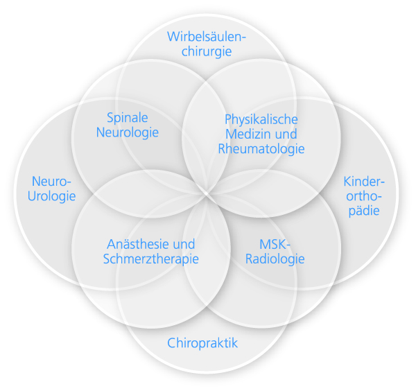 Acht auf die Wirbelsäule spezialisierte Fachbereiche konzentrieren ihre Expertise an einem Ort  Acht auf die Wirbelsäule spezialisierte Fachbereiche konzentrieren ihre Expertise an einem Ort